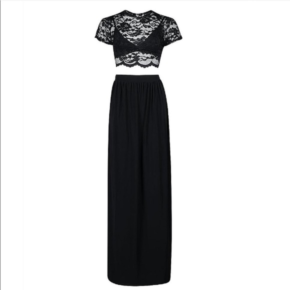 Black Lace Crop top Bralet And Maxi Skirt - Picture 6 of 6